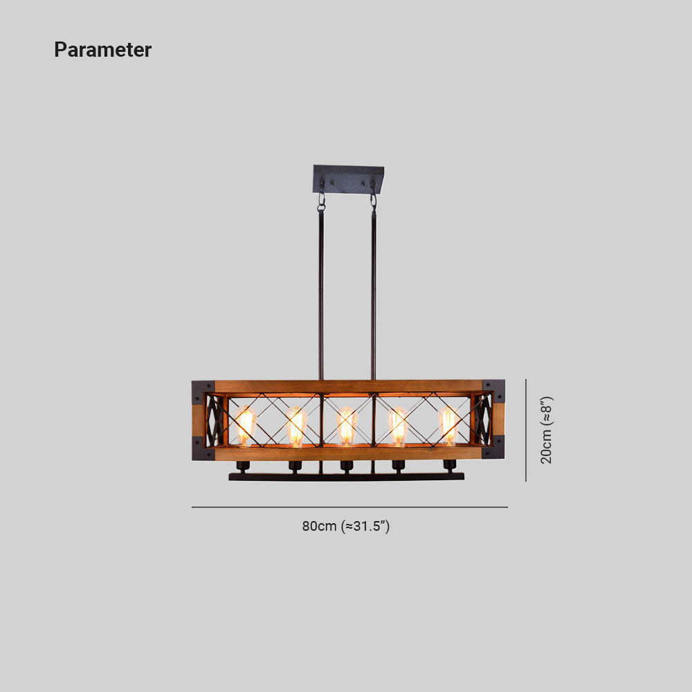 Alessio Pendant Light dimensions: Metal, Wood cage. 80cm x 20cm