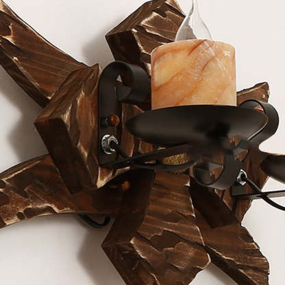 Austin Wall Lamp: Rustic Wooden Candle Style Double Light