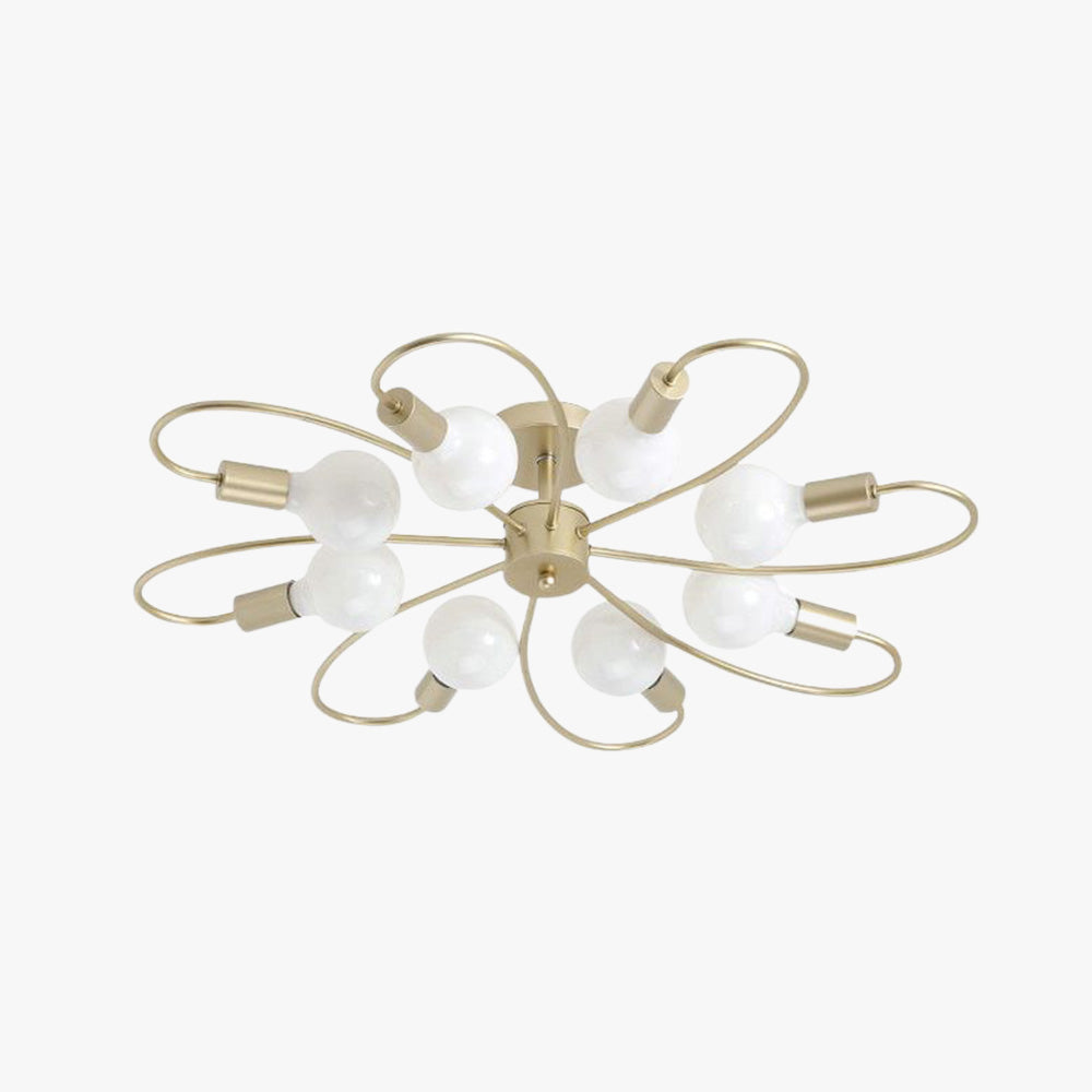 Valentina Modern Metal Flush Mount Ceiling Light with gold finish
