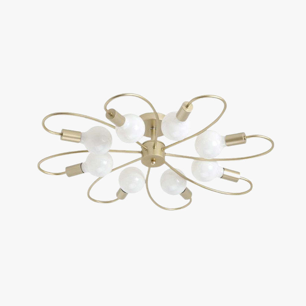Valentina Modern Metal Flush Mount Ceiling Light with gold finish
