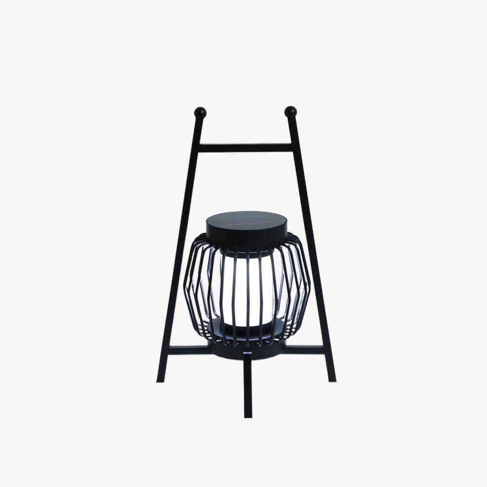 Black Nordic Solar Lantern Outdoor Floor Lamp