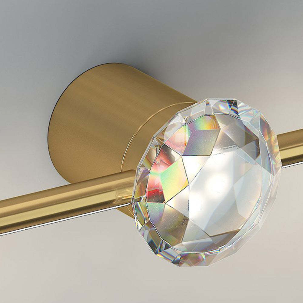 Kristy Minimalist Crystal Wall Lamp Detail, gold finish and crystal