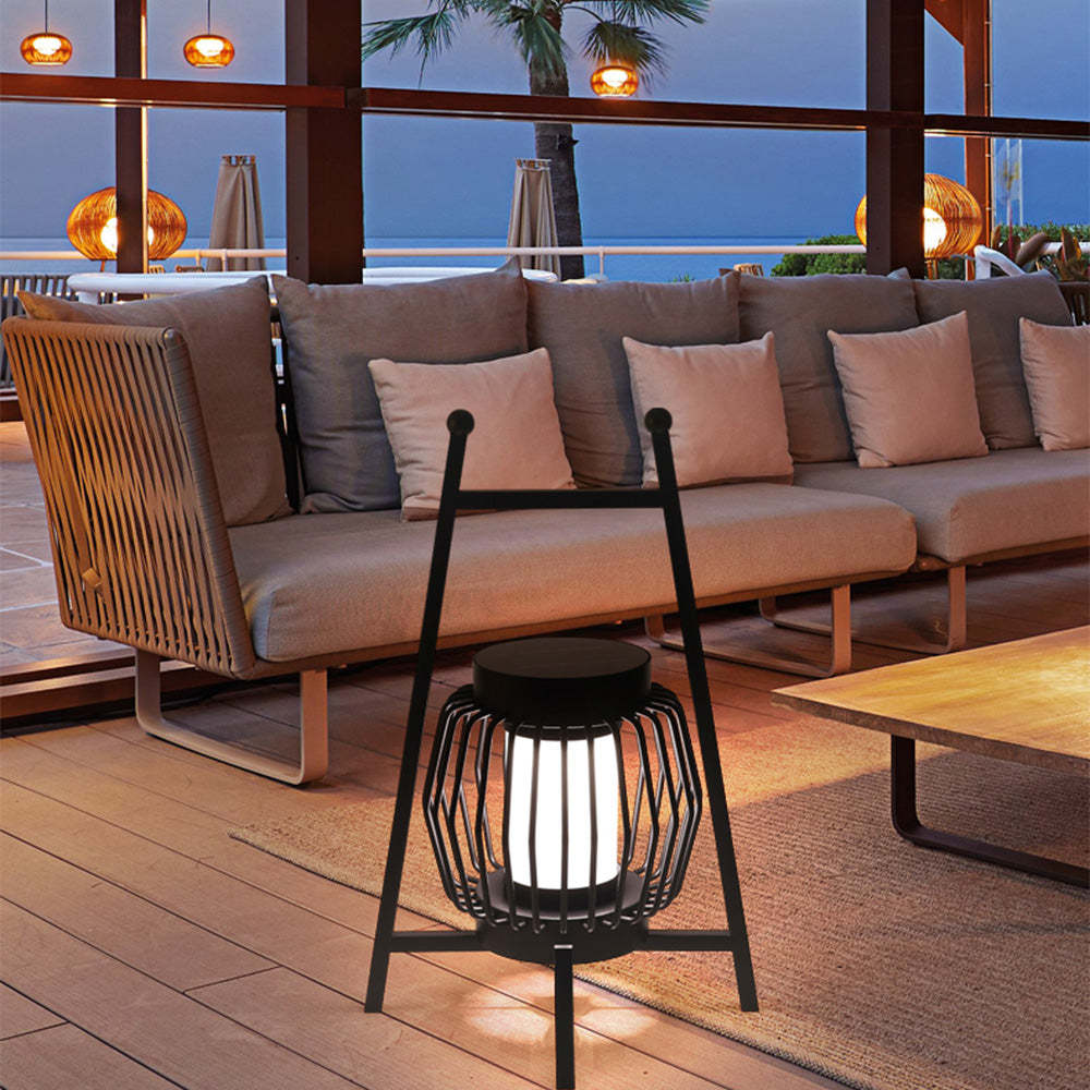 Nordic solar lantern floor lamp on patio