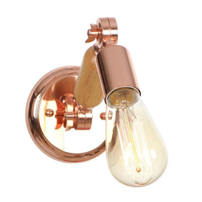 Alessio Wall Lamp: Copper, Wood, and Edison Bulb Lighting