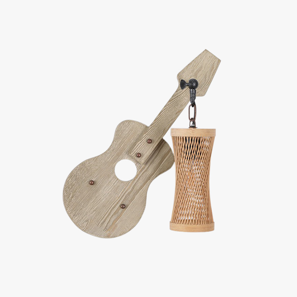 Guitar shaped Alessio Wall Lamp in wood and metal