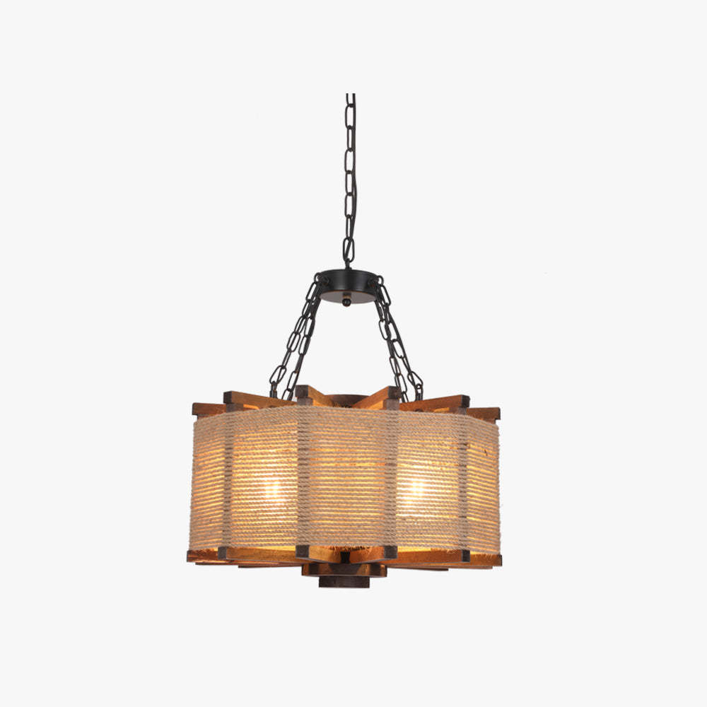 Austin Retro Pendant Light - Metal and Wood
