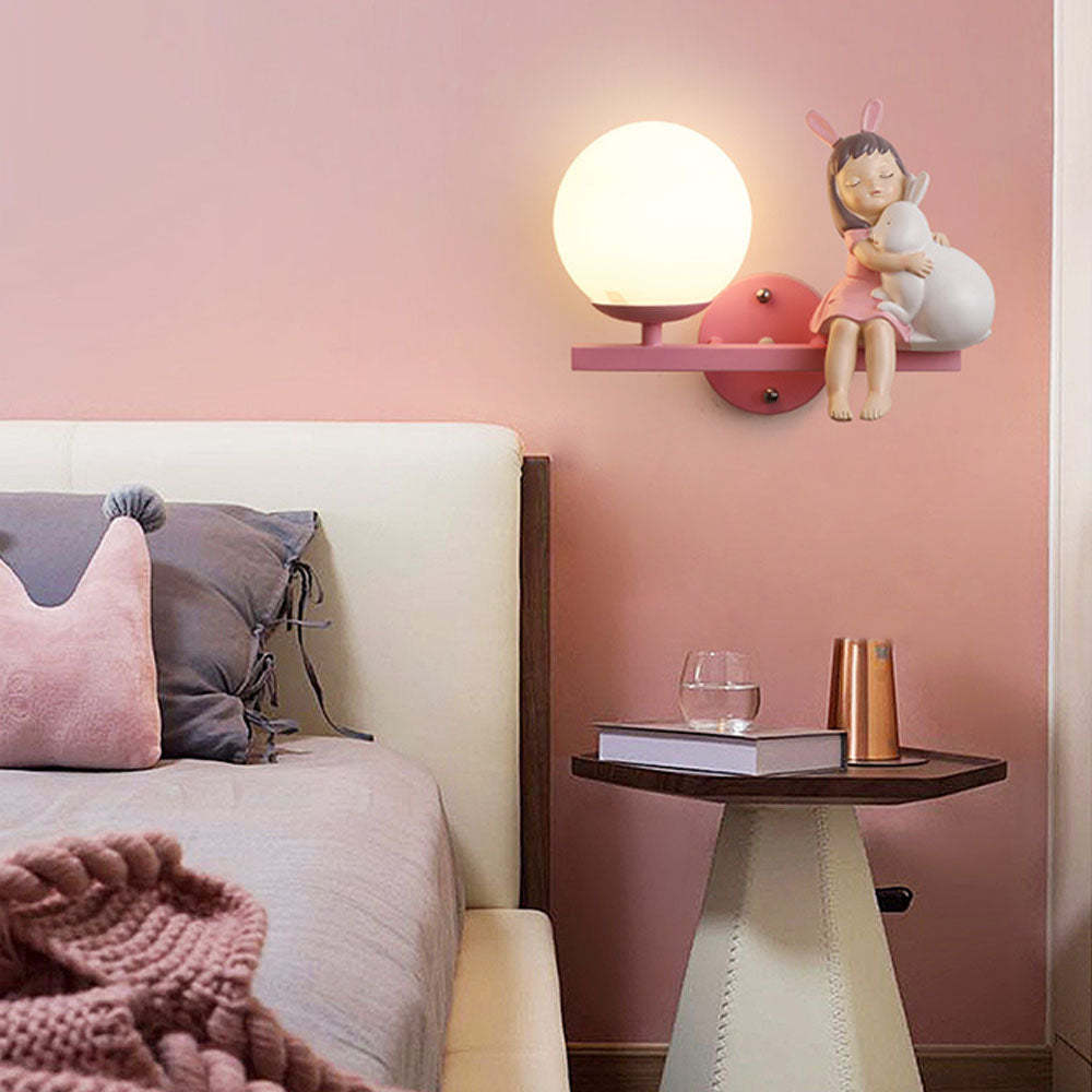 Minori Wall Lamp in Pink Bedroom Setting