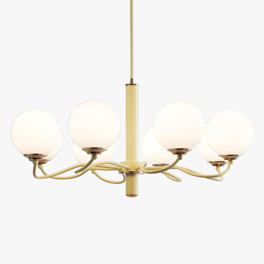 Valentina Chandelier with white globe lights
