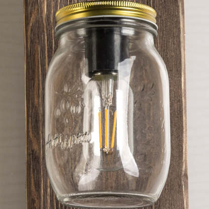Austin jar sconce. Vintage wood & metal wall lighting.