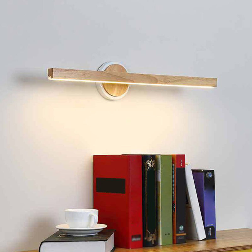 Ozawa Modern Wooden Wall Lamp illuminating over books
