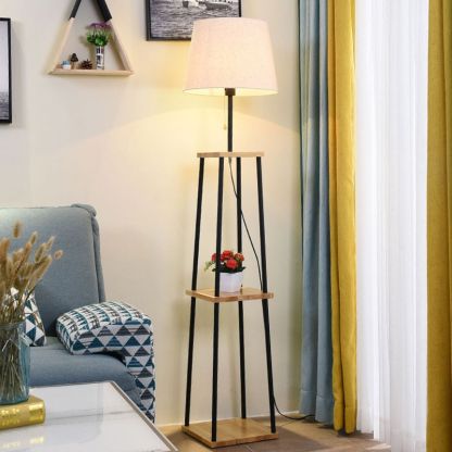 Eryn floor lamp with shelves in living room