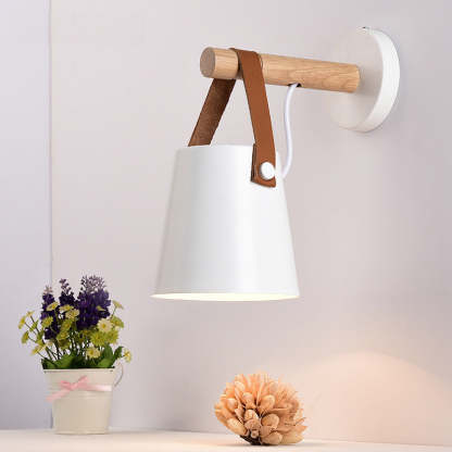 Alessio white metal & wood wall lamp for bedroom