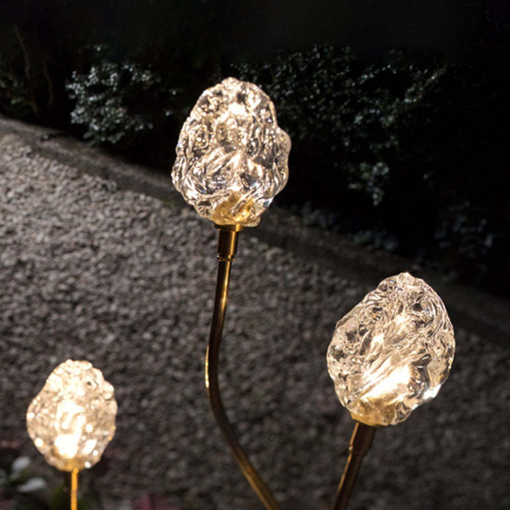 Bella Flower ground lights: Glass metal outdoor decor