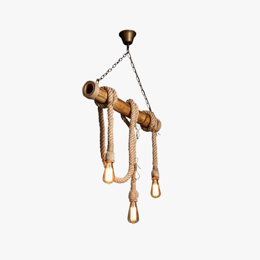 Alessio Vintage Pendant Light with Bamboo and Rope