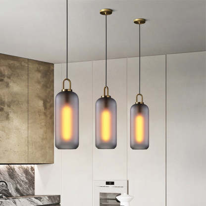 Smoked Glass Hailie Cylinder Pendant Lights