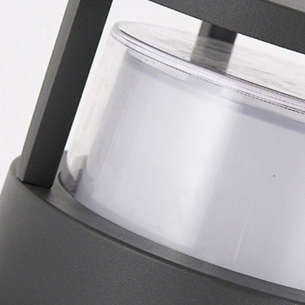 Pena Bollard Light - close-up of metal frame and acrylic shade
