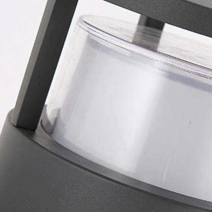 Pena Bollard Light - close-up of metal frame and acrylic shade