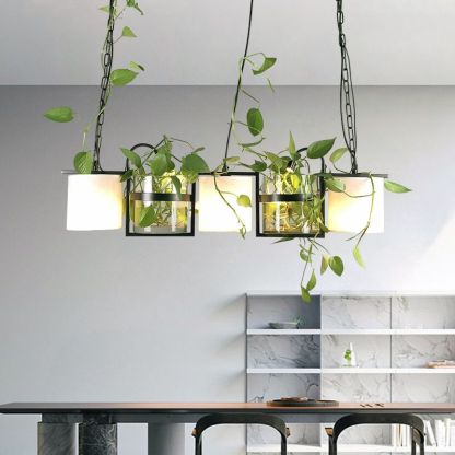 Greenery Glass Pendant Light over Dining Table