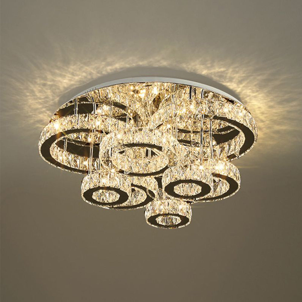 Crystal ring pendant light fixture