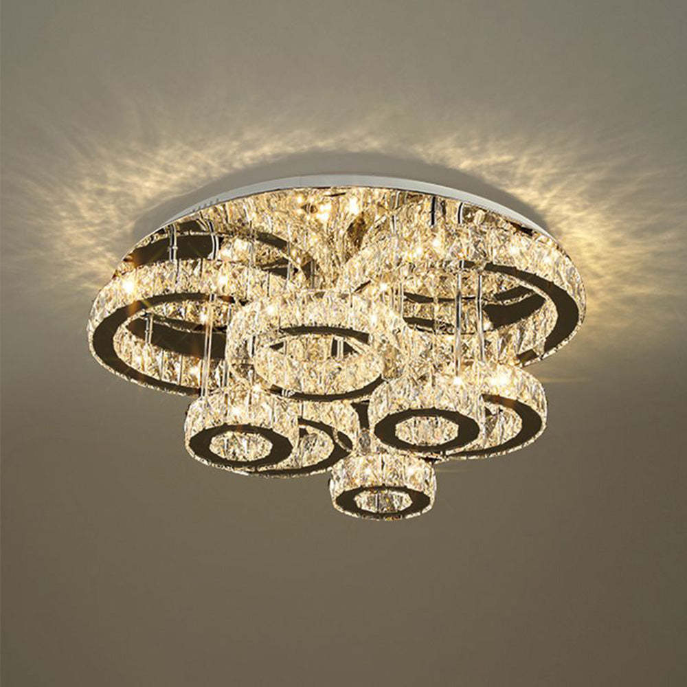 Crystal ring pendant light fixture