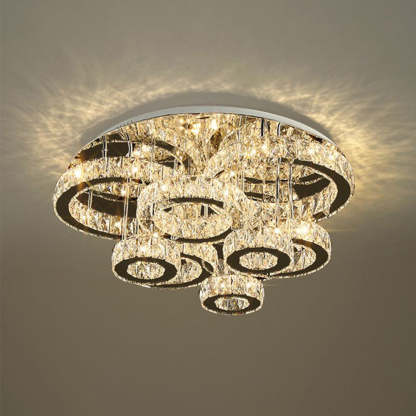 Crystal ring pendant light fixture