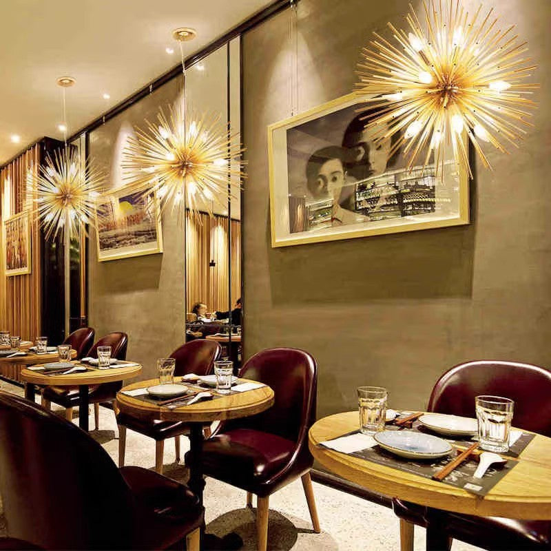 Dining room with Colon LED chandeliers