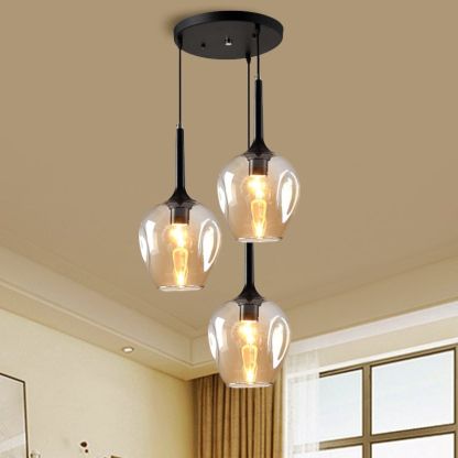 Valentina Nordic pendant light. Minimalist glass cluster lighting.