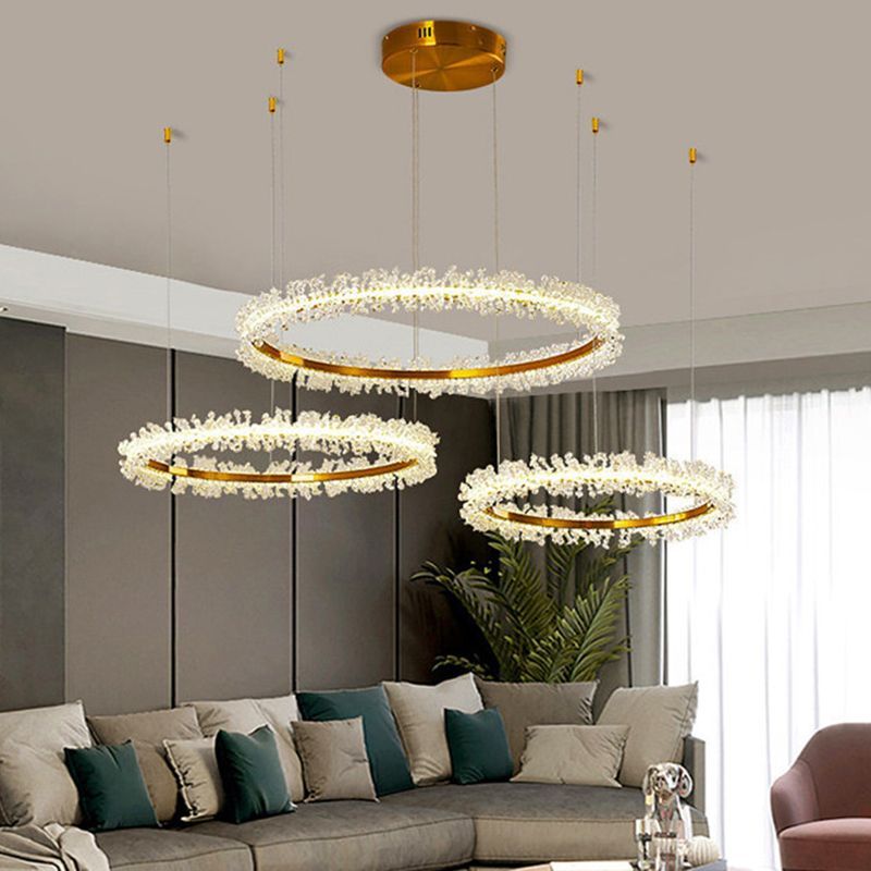 Kristy Ring Flower Crystal Pendant Light in Living Room