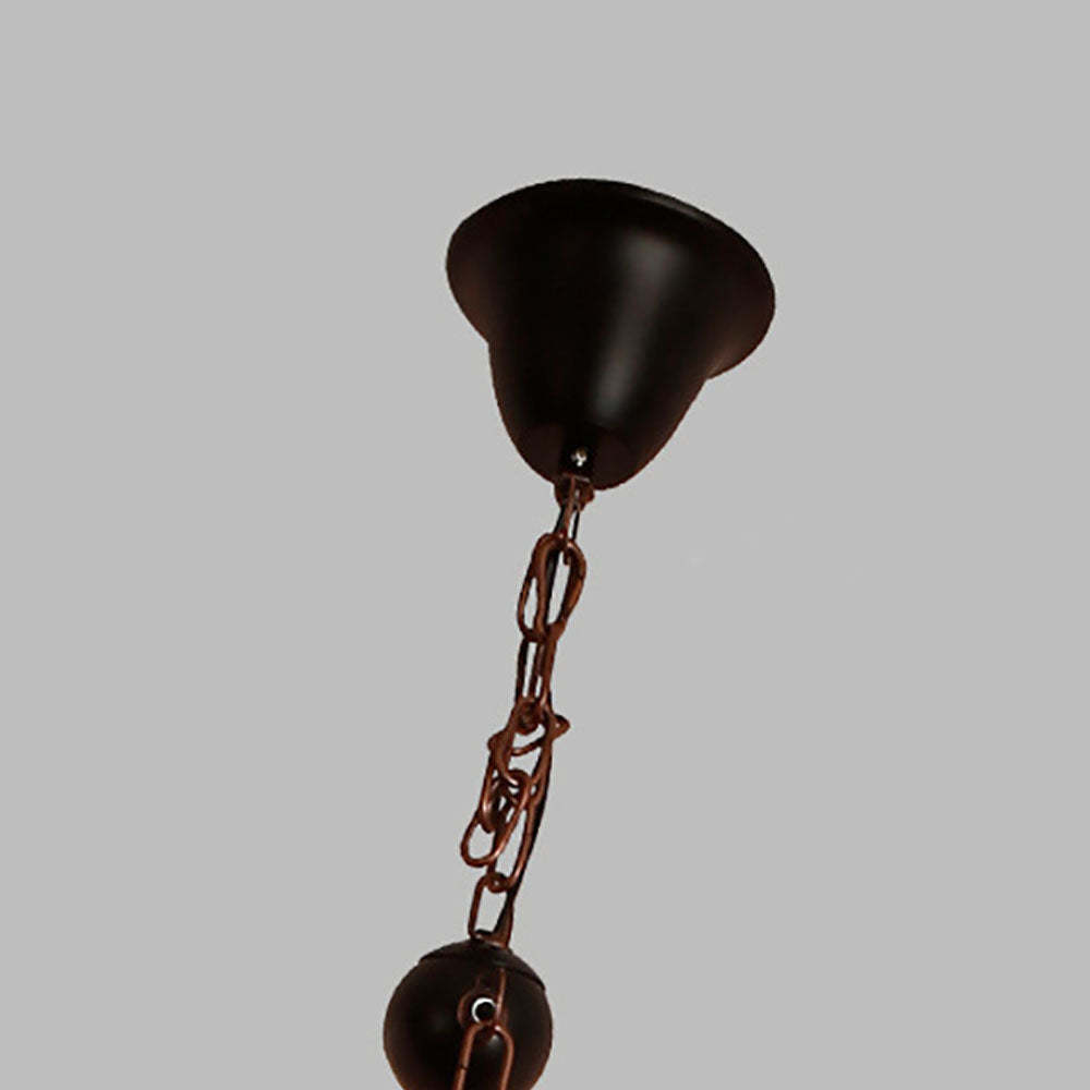 Austin Chandelier: Metal ceiling mount and chain.