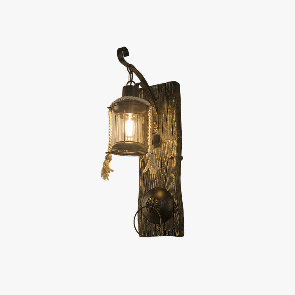 Alessio retro wall lamp with wood and metal