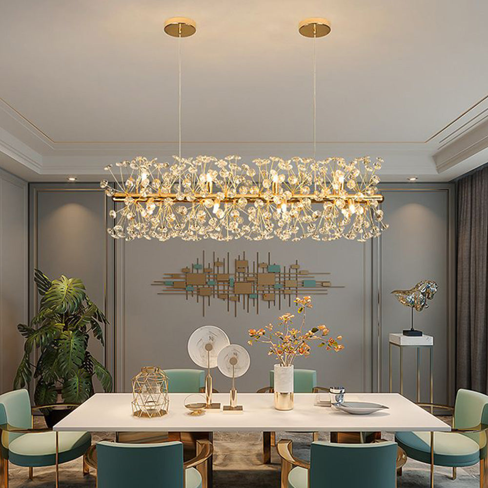 Luxury Lineal/Flower Chandelier, Gold, Living Room Las Sola