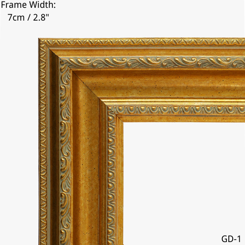 Close-up of a gold frame for art, 7cm wide