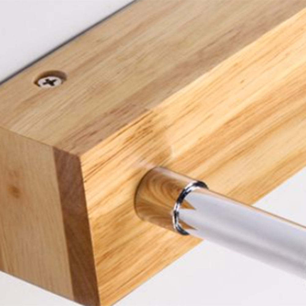 Close-up: Ozawa wood & metal vanity light fixture.