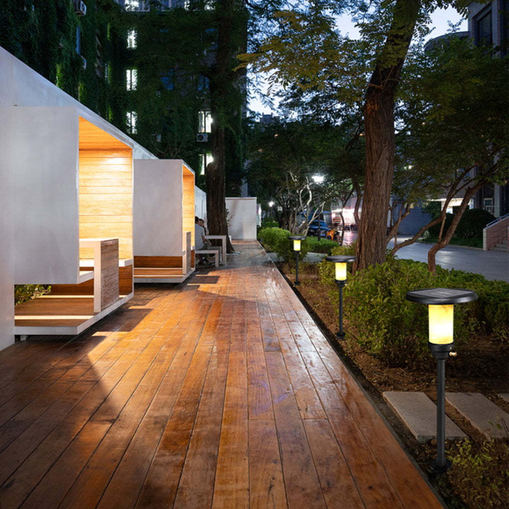 Pena Solar Outdoor Ground Light illuminating a pathway