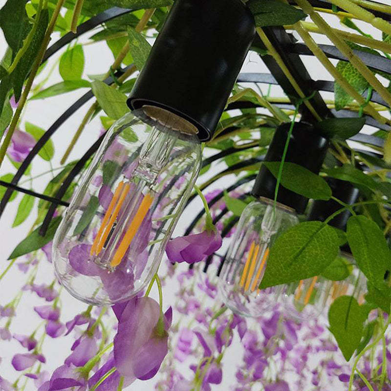 Nest pendant light with metal frame and flower decor