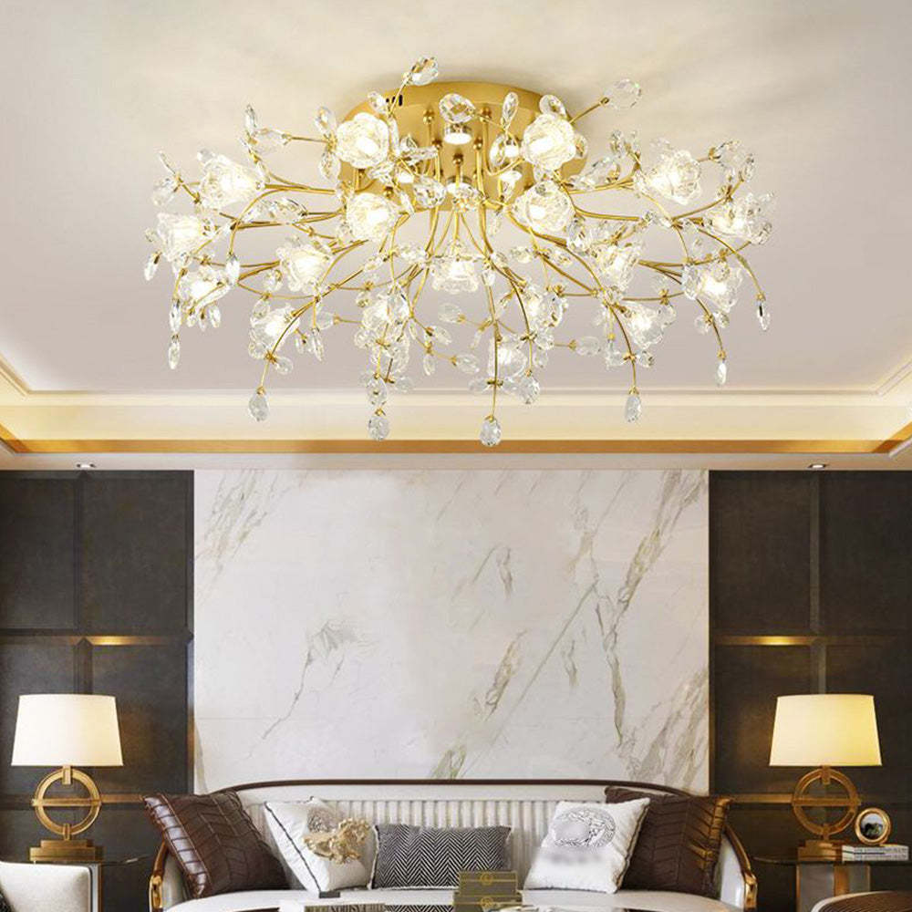 Lili Art Deco Flower Flush Mount Ceiling Light in Living Room