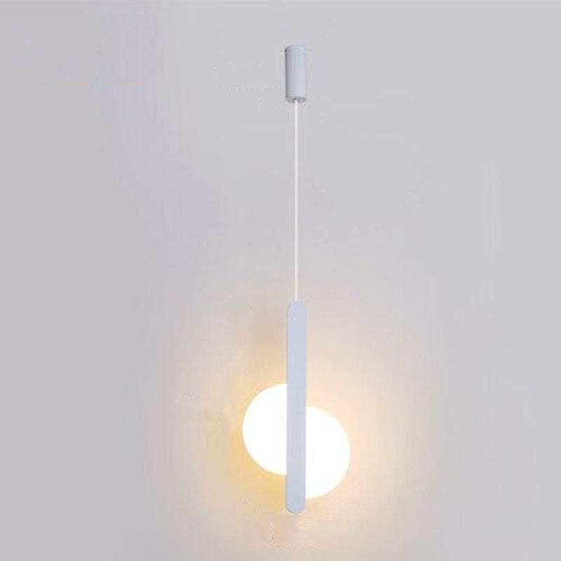 Modern white pendant light with circular design