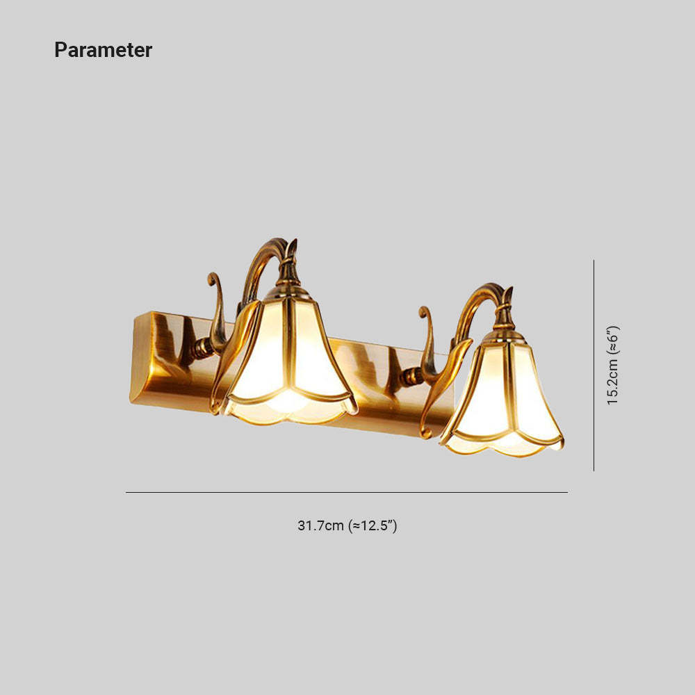Félicie Wall Lamp Dimensions, 2 Heads, Gold Finish, 31.7cm