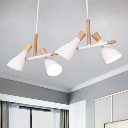 Morandi style pendant light with wood accents