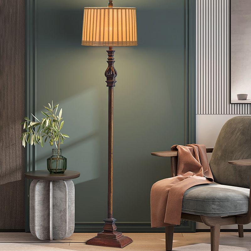 Eryn Vintage Resin Fabric Floor Lamp in a Living Room Setting