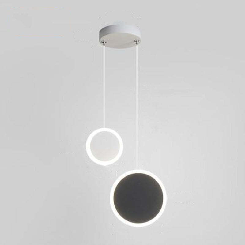 Nyla modern minimalist pendant light, black and white circle design