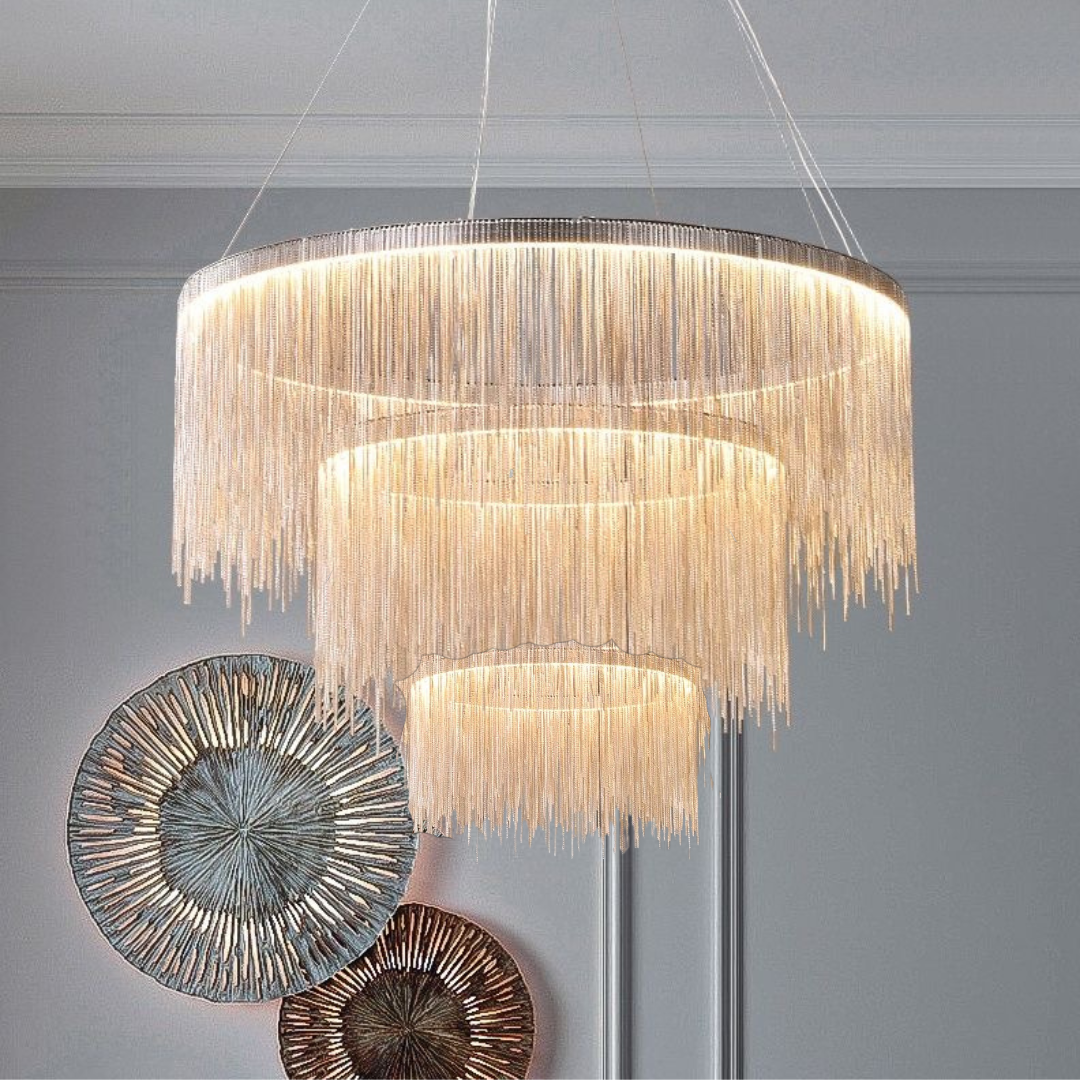 Art Deco Chandelier with Chain Tassels