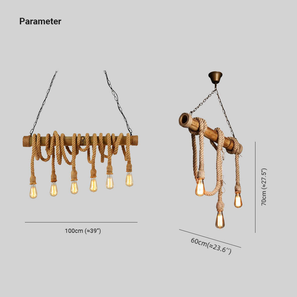 Alessio Pendant Light Dimensions - Bamboo and Rope