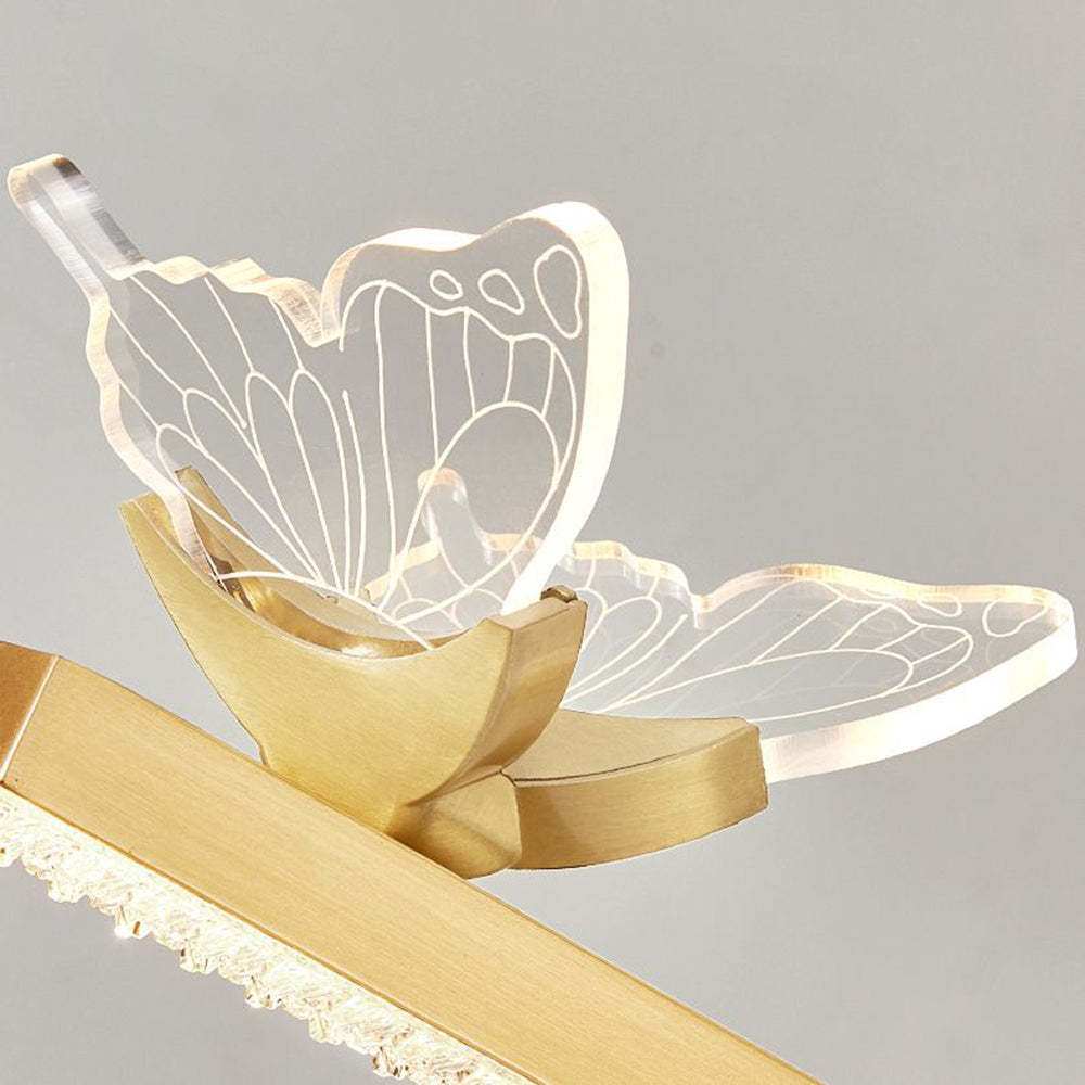 Close-up Kady Butterfly Wall Lamp Detail, Gold and Acrylic