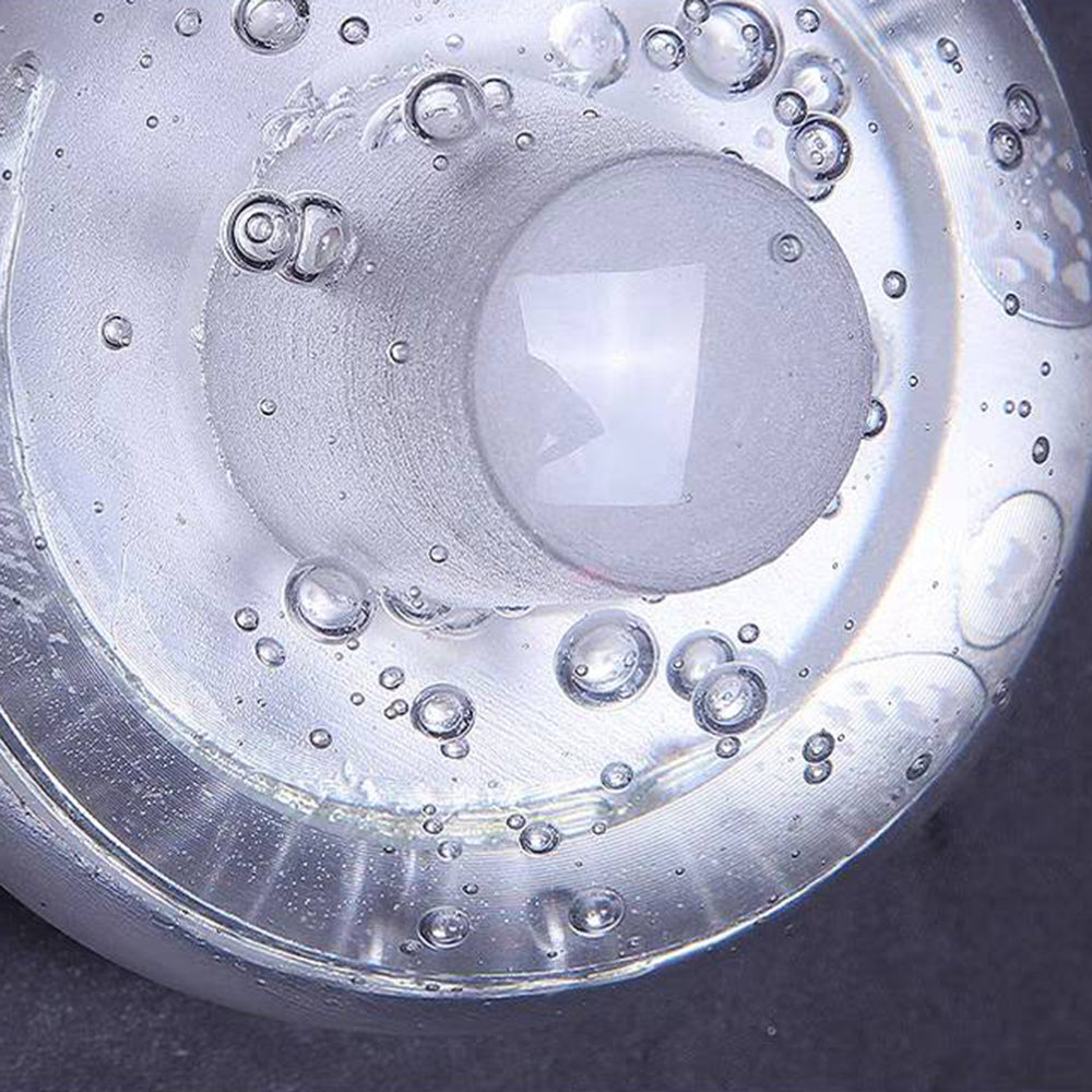 Valentina outdoor lamp glass detail, transparent glass and bubbles