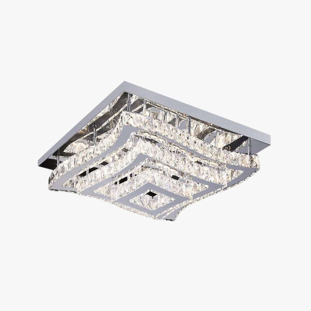 Kristy Luxury Square Metal/Glass Flush Mount Ceiling Light