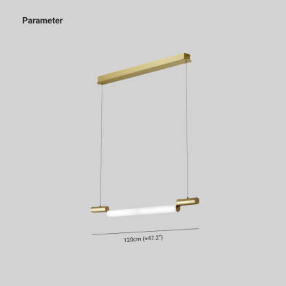 Edge minimalist gold linear pendant light, 120cm length