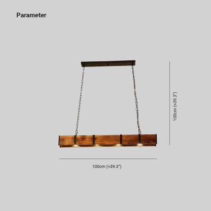 Alessio wood pendant light dimensions, 100cm height and length