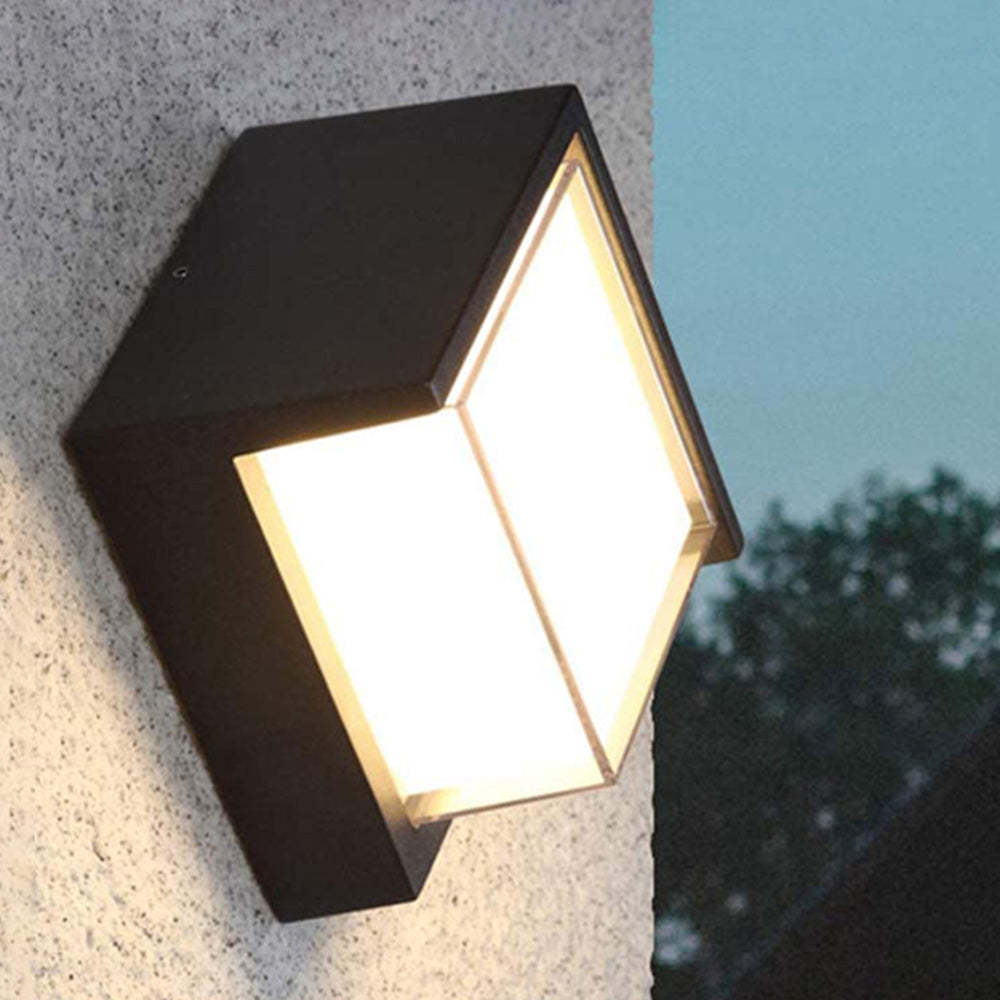 Black square outdoor wall lamp, modern design