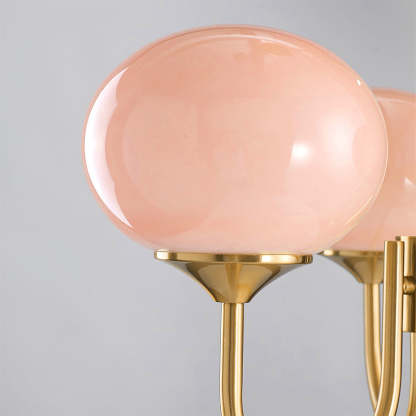 Pink globe chandelier, art deco style lighting
